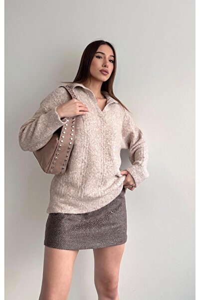 fujya Polo Neck Hair Knitwear Sweater