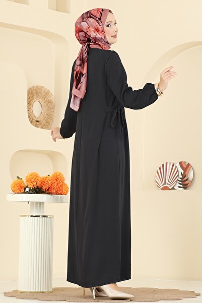 ModaMerve Yandan Bağcıklı Aerobin Elbise 5007MDA386-MS Siyah