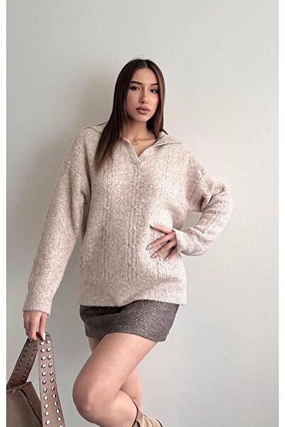 fujya Polo Neck Hair Knitwear Sweater