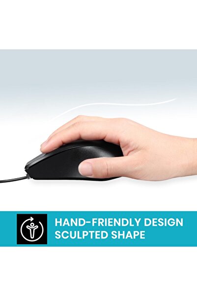 Perixx PERIMICE-221 Wired Ergonomic USB Mouse - Black