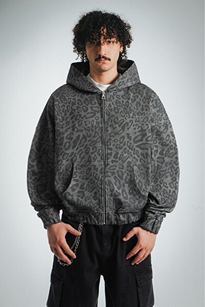 Crupt Studio Shadow Leopard Men's Crop Zip Hoodie