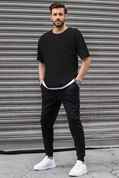 CMZ COLLECTİON Ανδρικό ΣΕΤ Πιτζάμες ΜΑΥΡΟ με κοντό μανίκι και ψηλόμεσο ελαστι...