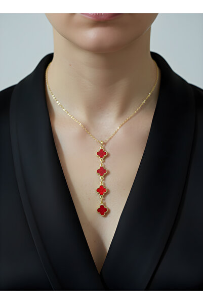 TURBİJ قلادة نسائية بسلسلة رفيعة ذهبية اللون مع تفاصيل على شكل قلب أبيض