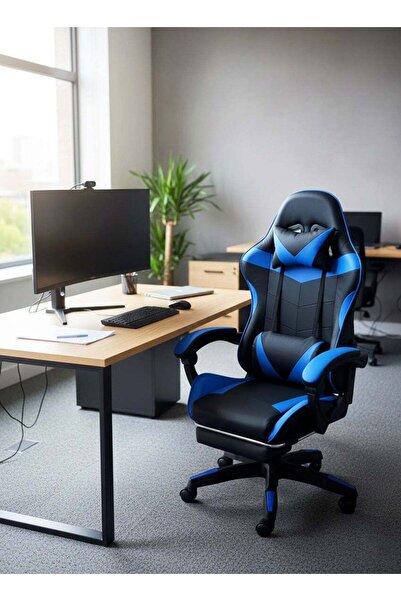 AGD Office & Gaming Chair with Armrests and Footrest, High-Back Reclining Swivel Chair