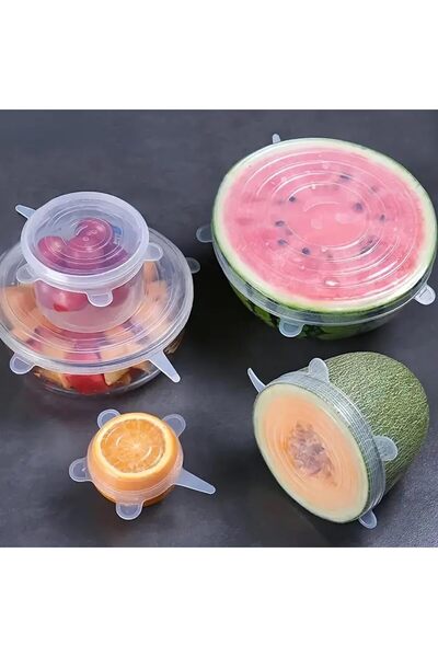 TARIK HOME طقم أغطية قابلة للتمدد من السيليكون مكون من 6 قطع من أغطية الأكواب...