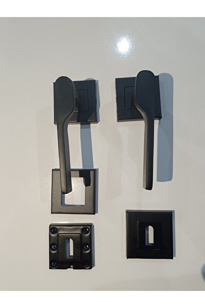 Dündar Metal PUMA - Kare Rozetli Siyah Boyalı Kapı Kolu 2 adet Sağ\Sol