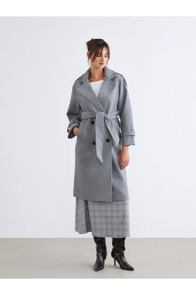 LC Waikiki معطف كاجو نسائي بياقة مزدوجة الصدر