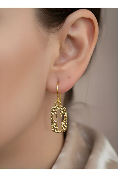 TURBİJ أقراط نسائية على شكل صبار ذات سطح مثقب ذو ملمس ذهبي اللون