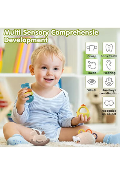 Generic 10-piece baby rattle set, baby teething toys, with storage box