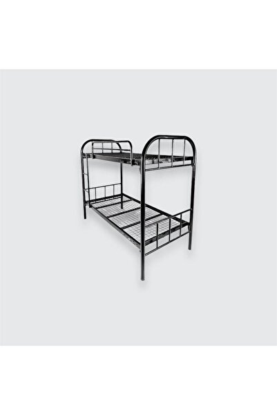 l'elefante Metal Bunk Bed - Twin over Twin 90x190 cm, Heavy-Duty Steel, Black