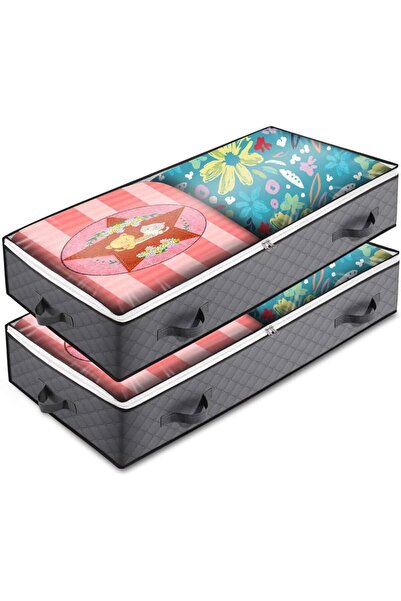 fulina 2 PCS Under Bed Storage Bags,100L with Reinforced Handles,Large Capacity Breathable Non-woven Bins