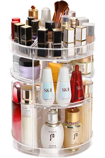 fulina Multi-Function Makeup Organizer,360° Rotation Large Capacity,Durable Cosmetic Display Stand Clear