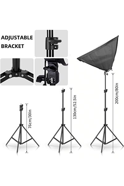 eWINNER Photography Rectangle Continuous SoftBox Lighting Kit 2x 50x70cm with 2 Light Stands