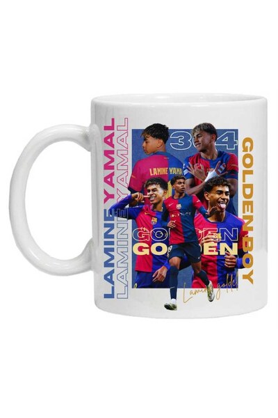 CRD PRINT Personalized printed mug "Lamine Yamal - Golden Boy", White, Ceramic, 330 ml
