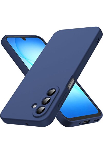 HANPORIUM Samsung Galaxy A17 Compatible Silicone Case - Pastel Color Tone Camera Protection Cover - Navy Blue
