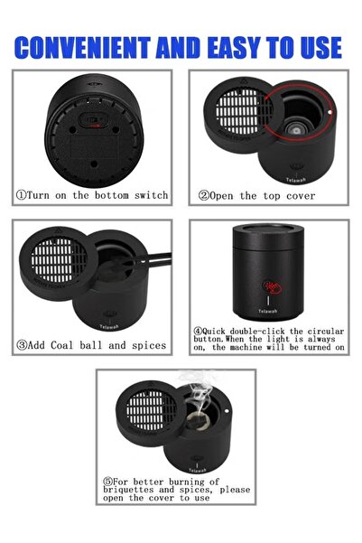 Houmt Bakhoor Electronic Portable Bakhoor Burner USB Rechargeable Aromatherapy Diffuser