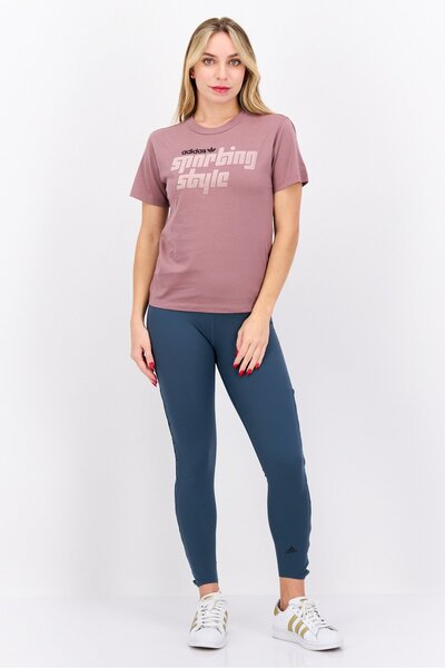 adidas Women Sportswear Fit Short Sleeves Training T-Shirt, Brown