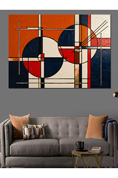Artmeg Geometrik Soyut Bayrak Tasarımı Dekoratif Kanvas - Mdf Ahşap Tablo