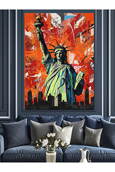 KanvasSepeti Statuia Libertății Pictură în ulei de înaltă calitate texturat C...