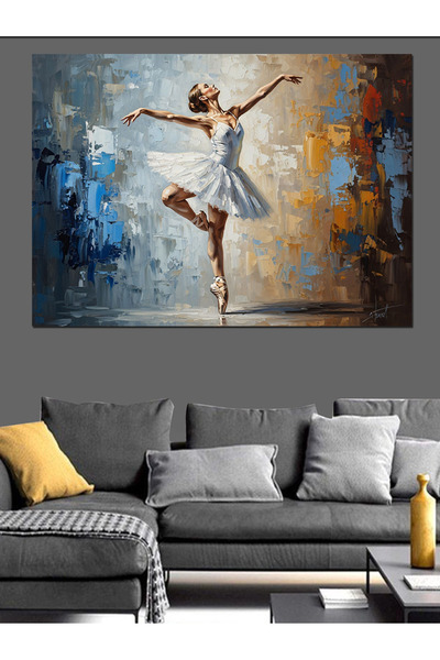 KanvasSepeti Femeie care face balet Pictură în ulei de înaltă calitate textur...