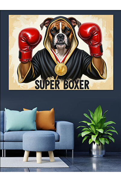Artmeg Pânză decorativă Boxer Dog Super Boxer - Tablou din lemn MDF