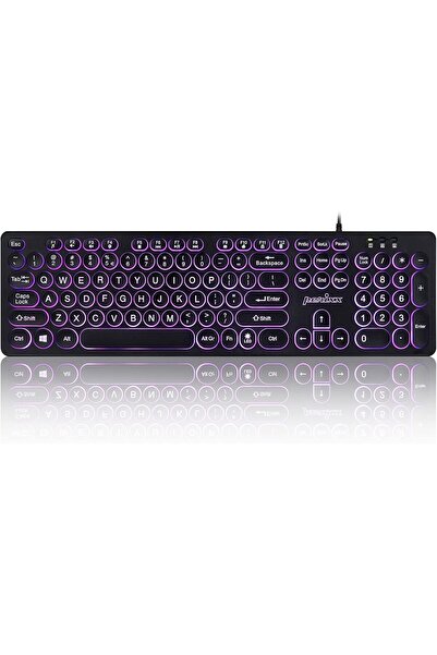 Perixx PERIBOARD-317R Wired Backlit USB Keyboard - Big Print - Tri-Color LED - US English