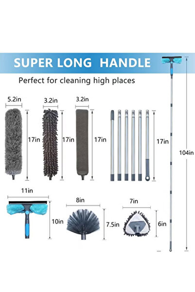 Generic Microfiber Dusting Kit (6-piece) - Washable Dusting Tools with Extendable Rod