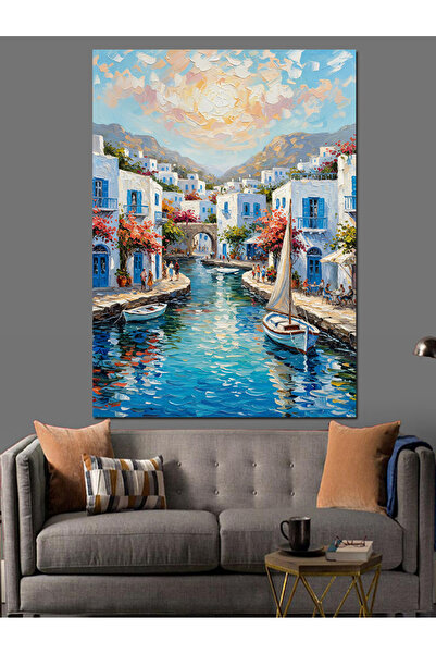Tablo Mega İtalya Venedik Kanal Şehir Dekoratif Kanvas - Mdf Ahşap Tablo