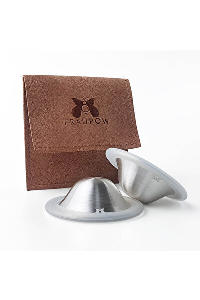 Fraupow أكواب شفاء فضية مقاس 1، واقيات حلمة فضية نقية، عبوة من غطائين قابلين لإعادة الاستخدام + مجموعة حافظة