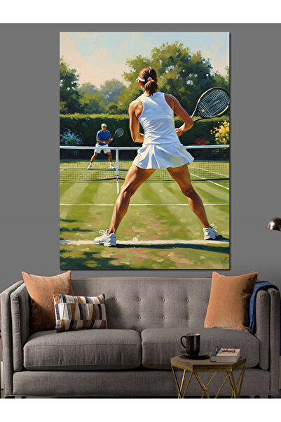 KanvasSepeti Pictură în ulei de înaltă calitate pe terenul de tenis texturat ...