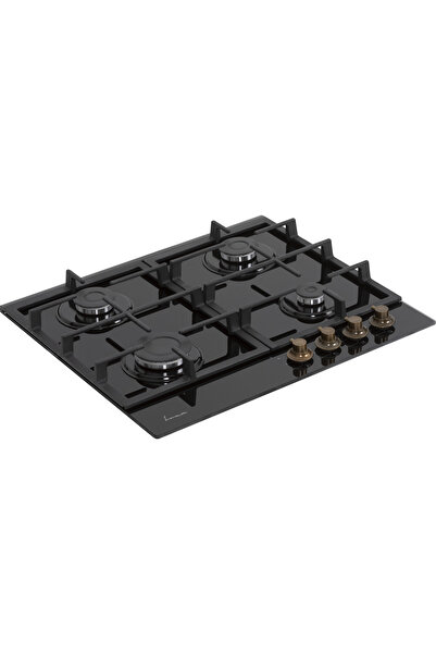 FRAM built-in gas hob FBH-S4IWF-GRBK, 4 burners, electric ignition, cast iron grates, 60 cm, black g
