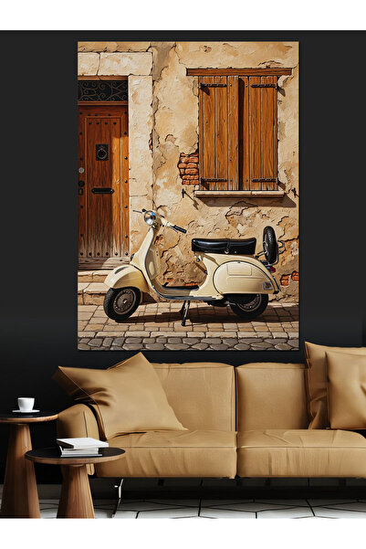 KanvasSepeti Scooter Pictură în ulei de înaltă calitate texturat Canvas Canva...