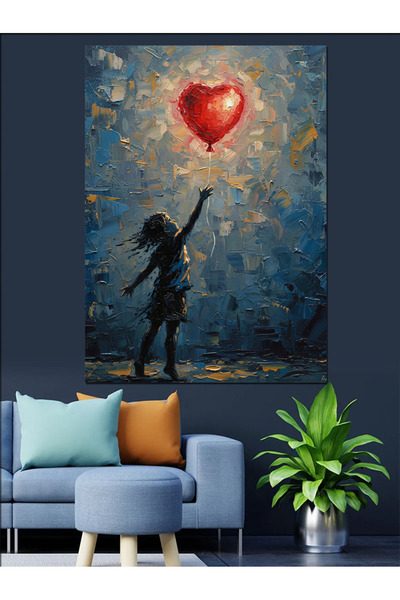 KanvasSepeti Κόκκινο μπαλόνι Υψηλής ποιότητας ελαιογραφία Με υφή Καμβάς ζωγρα...