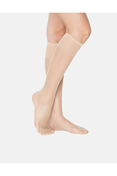 ALYA UNDERWEAR Women's Shiny Knee High Socks 15 Denier, Slim Fit, Light Skin Tone, Pack of 6