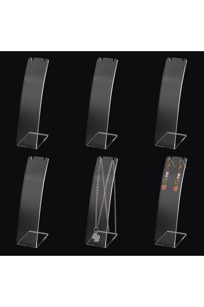 Slasa 6 Pack Clear Acrylic L-Shape Necklace Holder (4.53 Inch) Slant Back Jew...