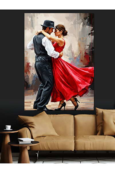 KanvasSepeti În roșu Pictură în ulei de înaltă calitate texturat Canvas Canva...