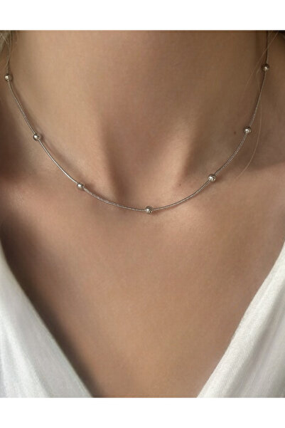 BİJUKO TAKI Stilinizi Parlatın Alley Thin Ball Chain Necklace, Minimal Design...