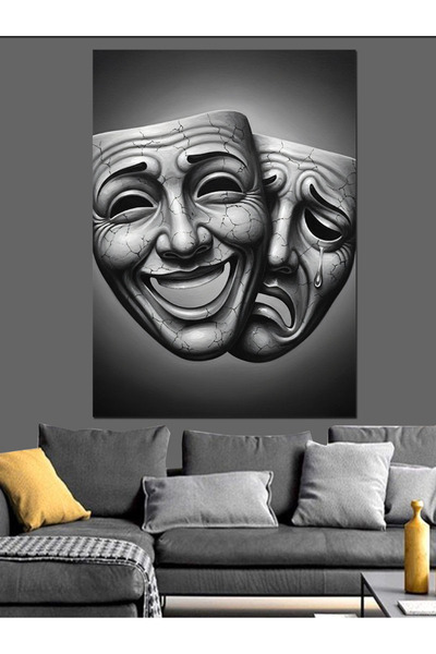 KanvasSepeti Dramă Comedie Pictură în ulei de înaltă calitate texturat Pânză ...