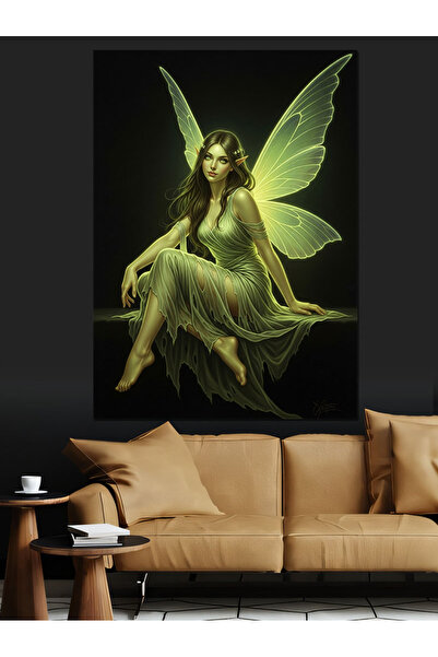 KanvasSepeti În rochie verde Pictură în ulei de înaltă calitate texturat Canv...