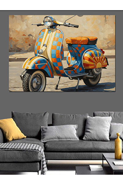 KanvasSepeti Albastru Portocaliu Vopsea în ulei de înaltă calitate texturat C...