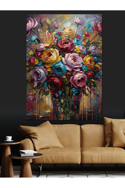 KanvasSepeti Buchet de flori în ulei Pictură în ulei de înaltă calitate textu...