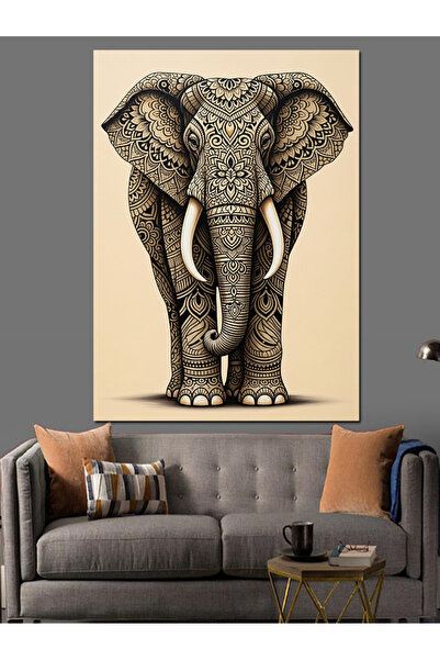 KanvasSepeti Elefant antic, pictură în ulei de înaltă calitate, texturat Pânz...