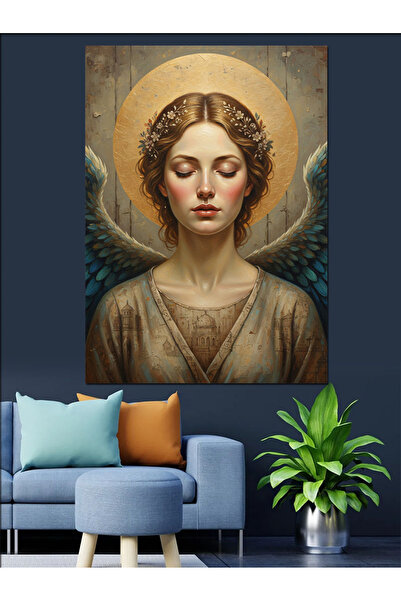KanvasSepeti Melek Haleli Femeie Pictură în ulei de înaltă calitate texturat ...