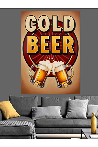 KanvasSepeti Cold Beer Reklam Pictură în ulei de înaltă calitate texturat Pân...