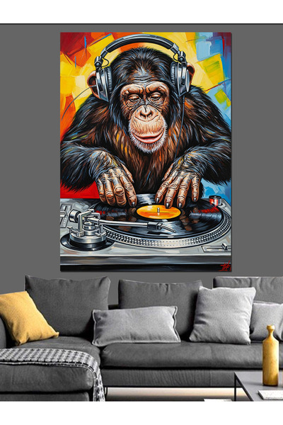 KanvasSepeti Dj cu căști Pictură în ulei de înaltă calitate texturat Canvas C...