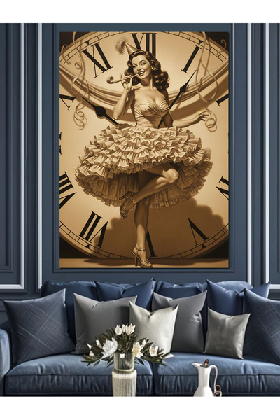 Artmeg Antika Saatli Bale Dansçısı Dekoratif Kanvas - Mdf Ahşap Tablo