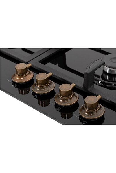 FRAM built-in gas hob FBH-S4IWF-GRBK, 4 burners, electric ignition, cast iron grates, 60 cm, black g