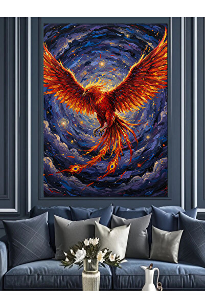 KanvasSepeti Roșu flacără. Pictură în ulei de înaltă calitate texturat Pânză ...