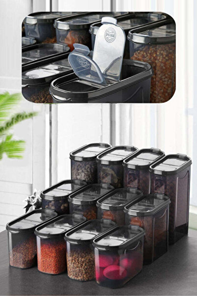 Asi Home EGEMEN Storage Boxes Set, 12 Pieces, Anthracite, Polypropylene