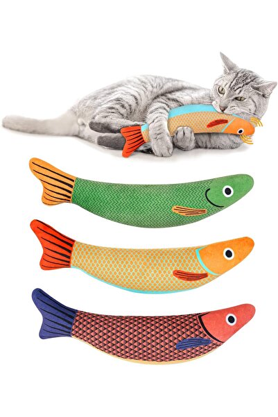 NO BRAND Cat toys, anti bite toys with bells, plush cartoon cat teething interactive toys